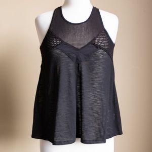 Women’s Workout Black Tank Top with Mesh Lining